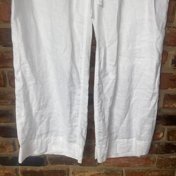 Kenar 100% Linen White Wide Leg Drawstring Pants Women's Size Small - Picture 3 of 5